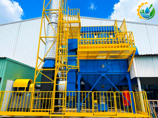 Toàn cảnh hệ thống xử lý khí thải công nghiệp tại KCN Sóng Thần của Trí Đức